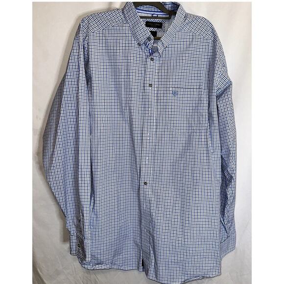 Ariat Pro Series Mens 2XLT Long Sleeve Button Up Check Blue Plaid Western Shirt - Picture 1 of 14